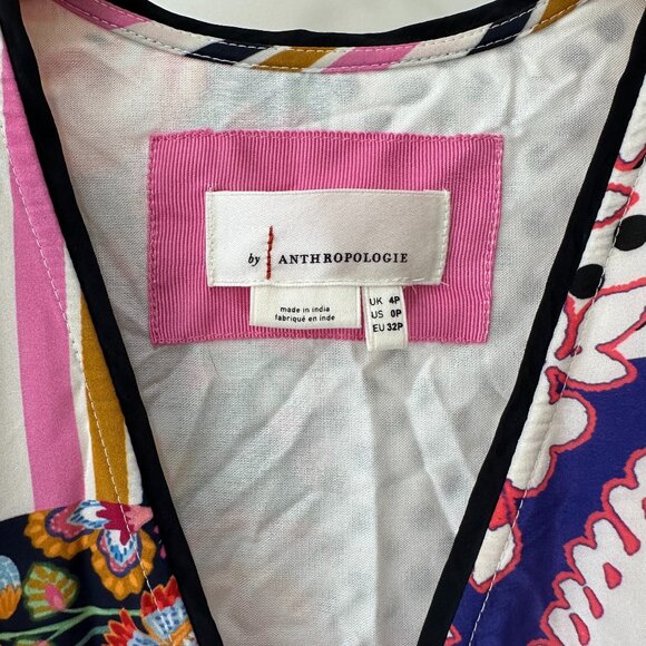 Ruffled Patchwork Midi Dress by Anthropologie Size 0P - Picture 5 of 6